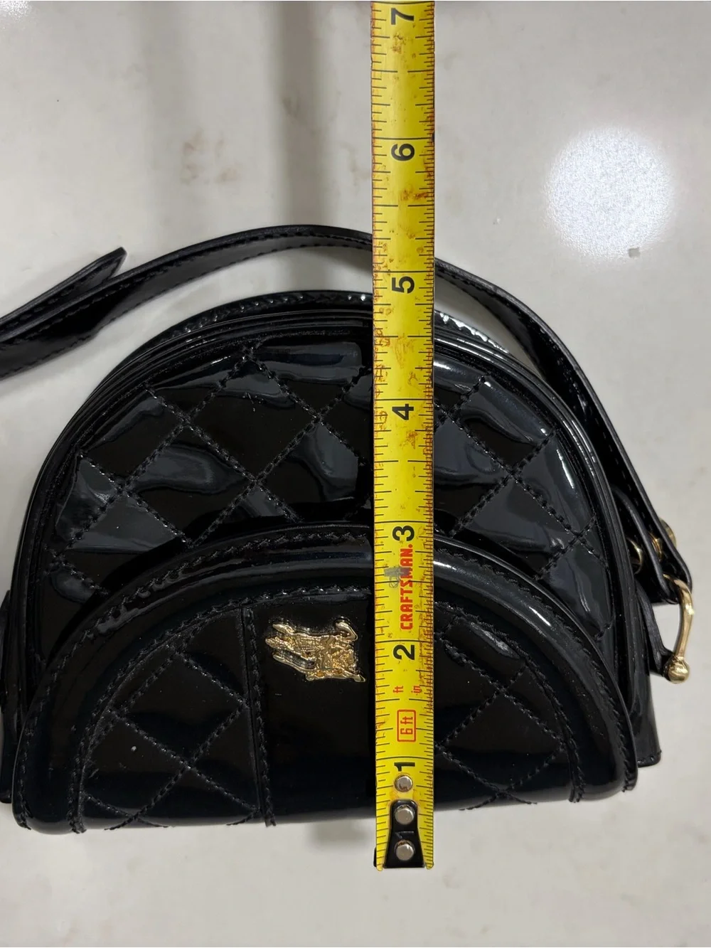Burberry Black Patent Quilted Crossbody Bag with Gold Hardware